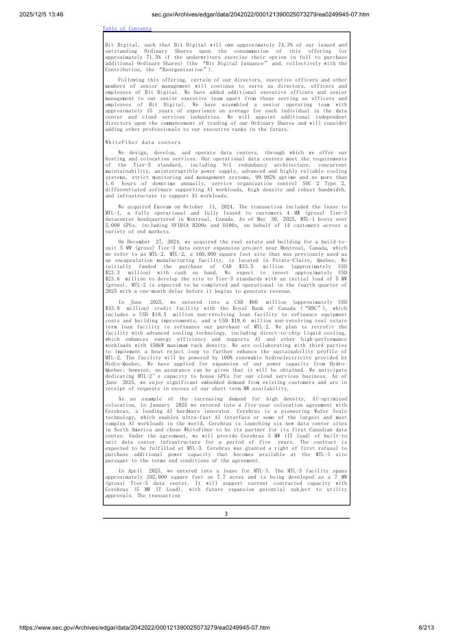 WhiteFiber, Inc.美股纳斯达克IPO上市招股说明书_第8页