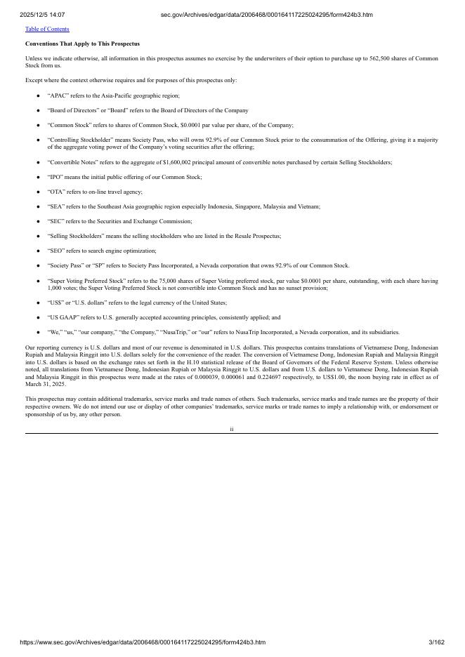 NusaTrip Incorporated美股纳斯达克IPO上市招股说明书_第3页