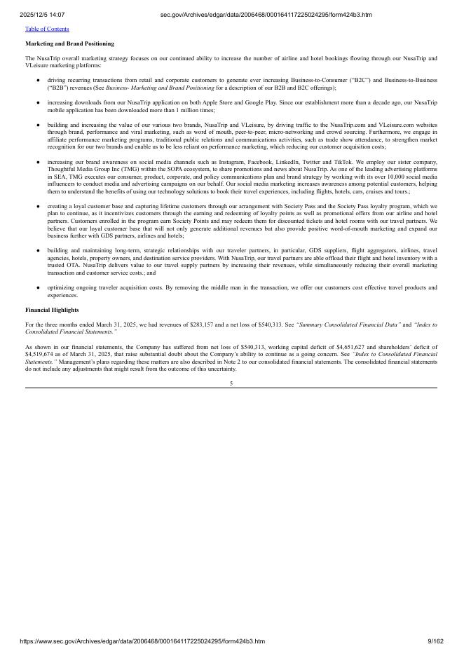 NusaTrip Incorporated美股纳斯达克IPO上市招股说明书_第9页