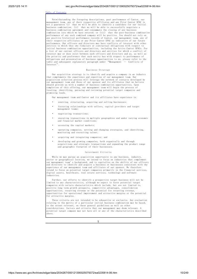 Cantor Equity Partners IV, Inc.美股纳斯达克IPO上市招股说明书_第10页