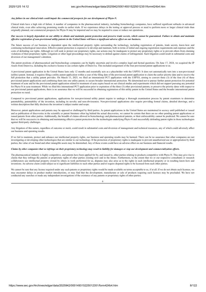 Curanex Pharmaceuticals Inc美股纳斯达克IPO上市招股说明书_第8页