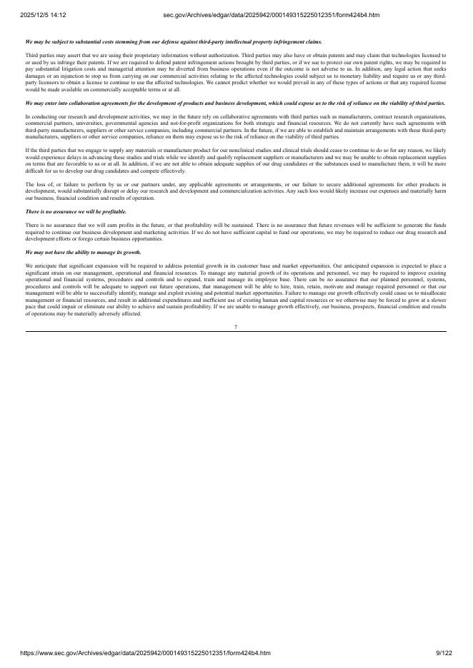 Curanex Pharmaceuticals Inc美股纳斯达克IPO上市招股说明书_第9页