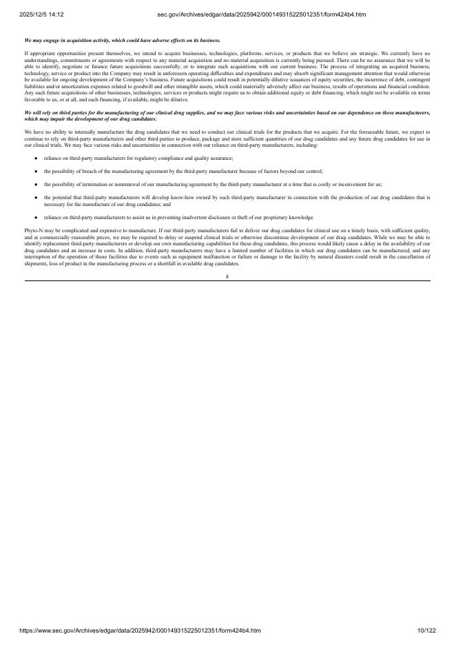 Curanex Pharmaceuticals Inc美股纳斯达克IPO上市招股说明书_第10页