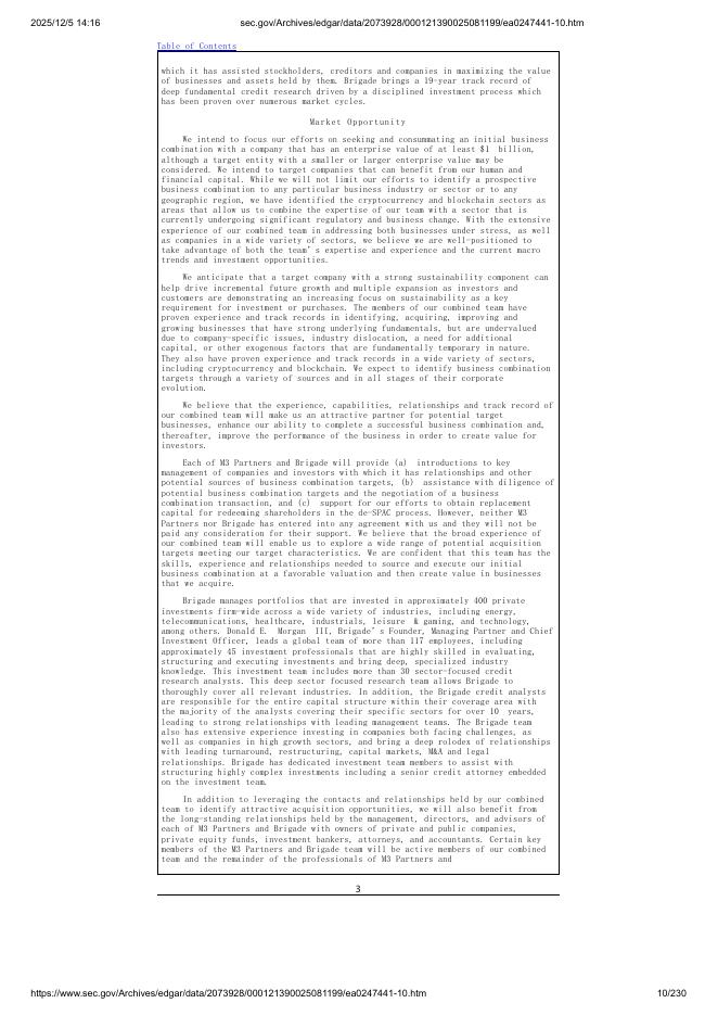 M3-Brigade Acquisition Vi Corp.美股纳斯达克IPO上市招股说明书_第10页