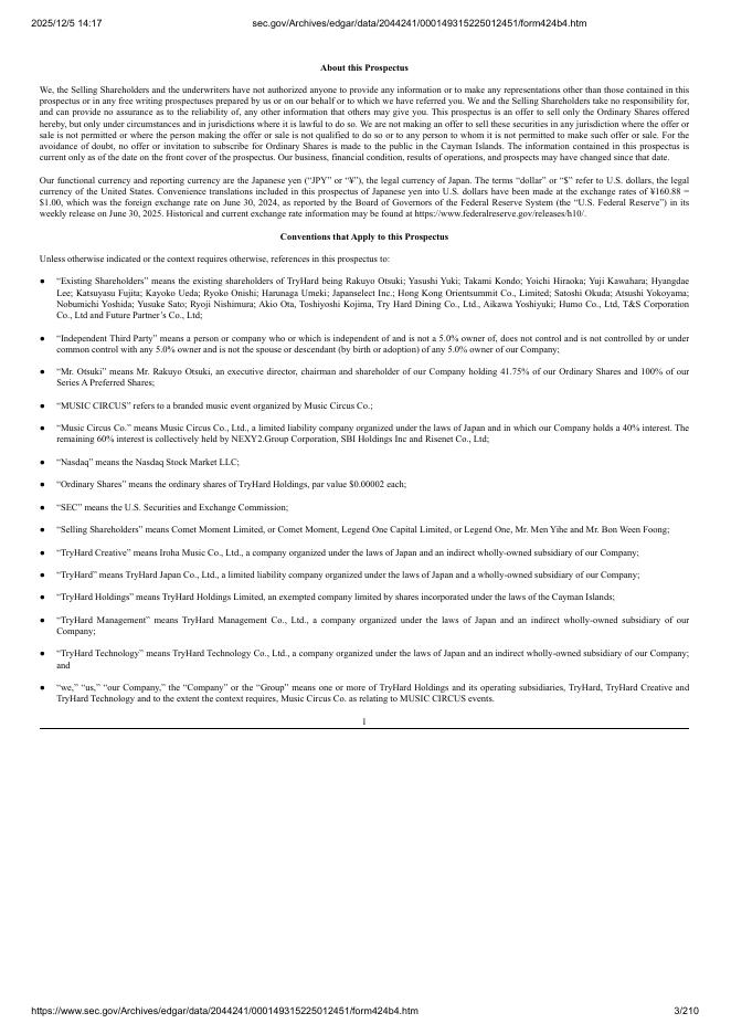 TryHard Holdings Limited美股纳斯达克IPO上市招股说明书_第3页