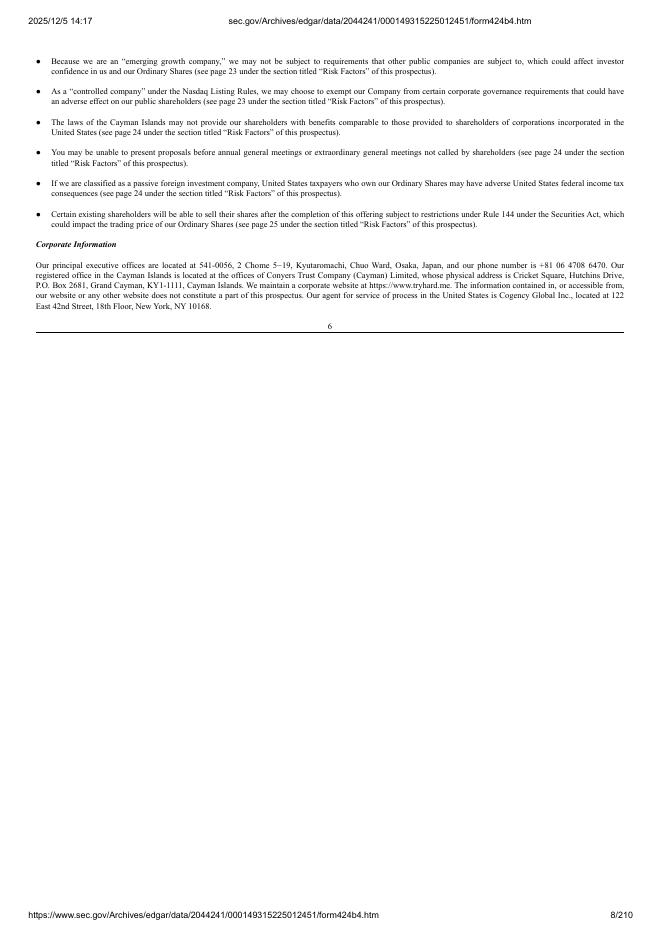 TryHard Holdings Limited美股纳斯达克IPO上市招股说明书_第8页