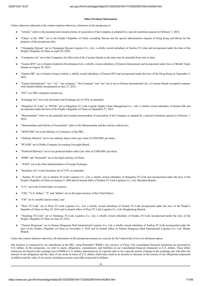 Eastern International Ltd.美股纳斯达克IPO上市招股说明书_第7页