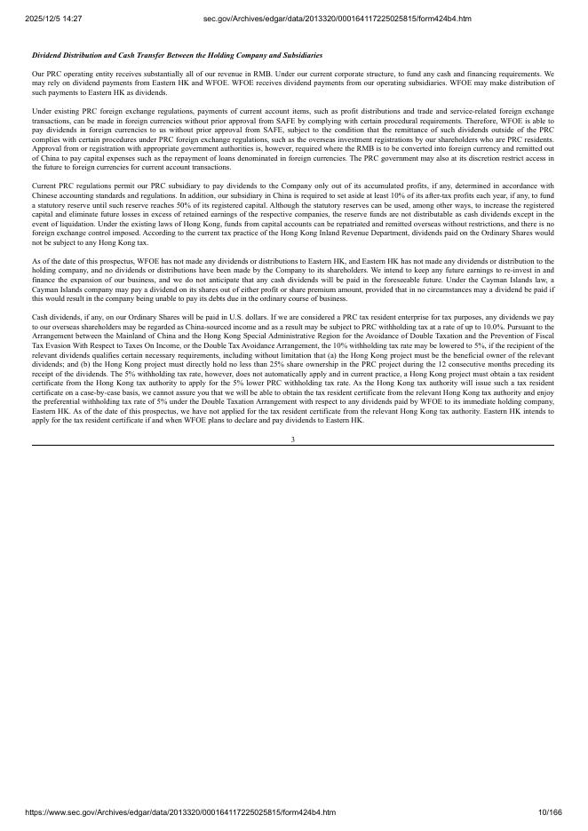 Eastern International Ltd.美股纳斯达克IPO上市招股说明书_第10页