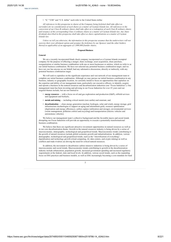 Spring Valley Acquisition Corp. III美股纳斯达克IPO上市招股说明书_第8页