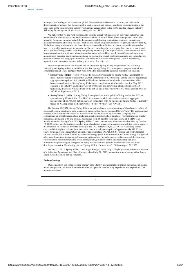 Spring Valley Acquisition Corp. III美股纳斯达克IPO上市招股说明书_第9页