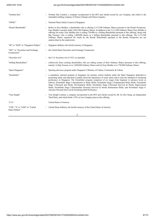 Fitness Champs Holdings Limited美股纳斯达克IPO上市招股说明书_第9页