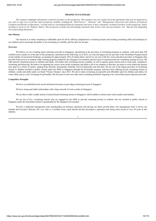 Fitness Champs Holdings Limited美股纳斯达克IPO上市招股说明书_第10页