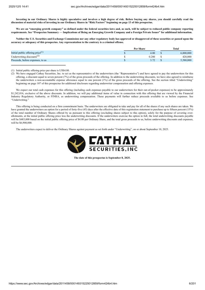 Zenta Group Company Limited美股纳斯达克IPO上市招股说明书_第6页