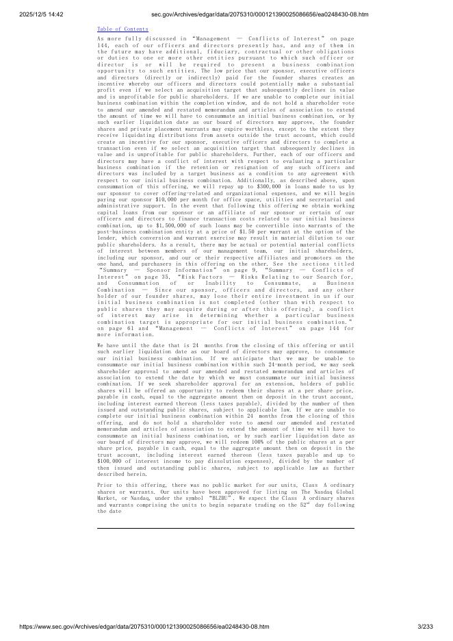 Trailblazer Acquisition Corp.美股纳斯达克IPO上市招股说明书_第3页