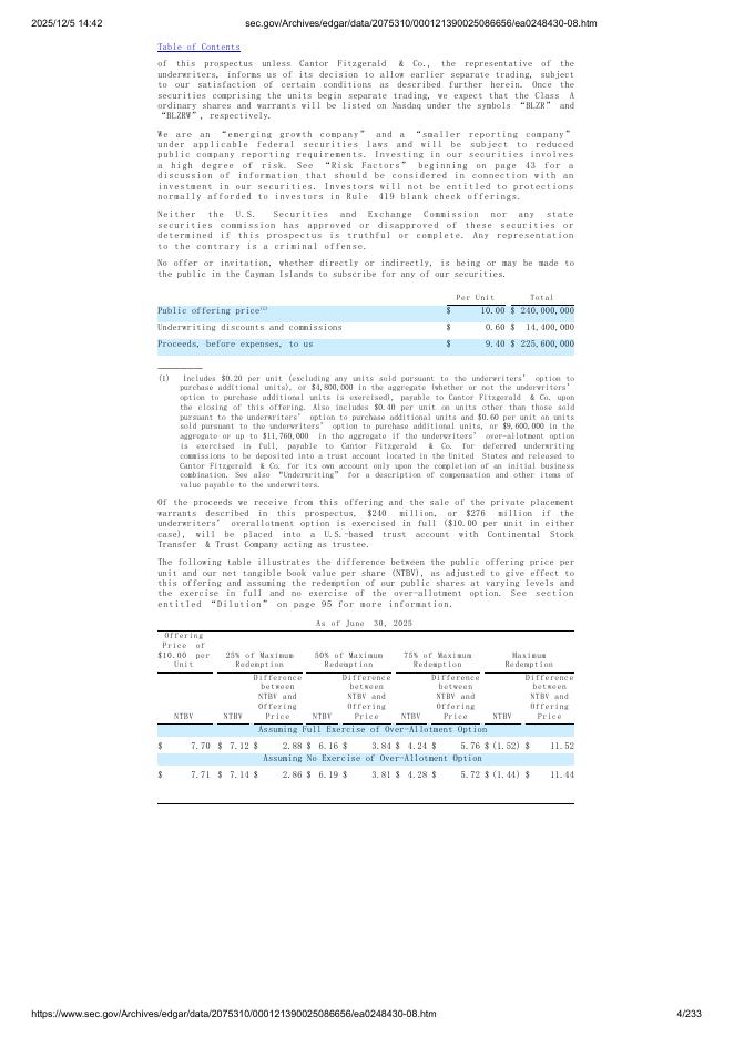 Trailblazer Acquisition Corp.美股纳斯达克IPO上市招股说明书_第4页