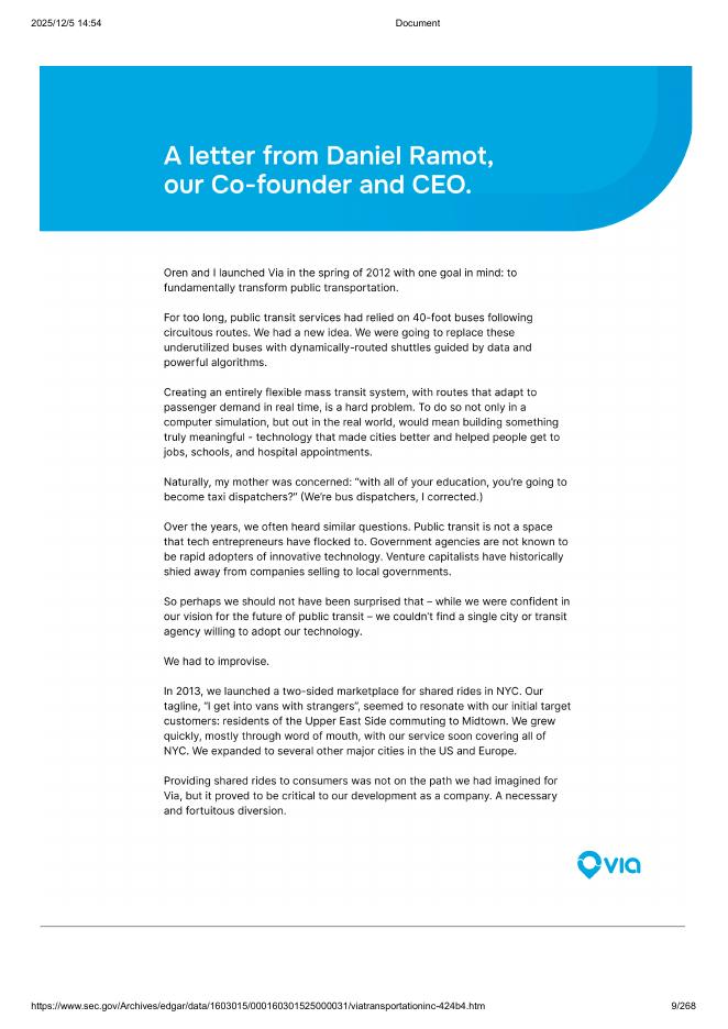 Via Transportation, Inc纽约证券交易所IPO上市招股说明书_第9页