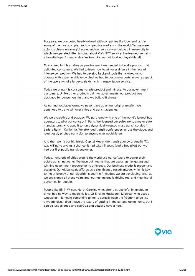Via Transportation, Inc纽约证券交易所IPO上市招股说明书_第10页