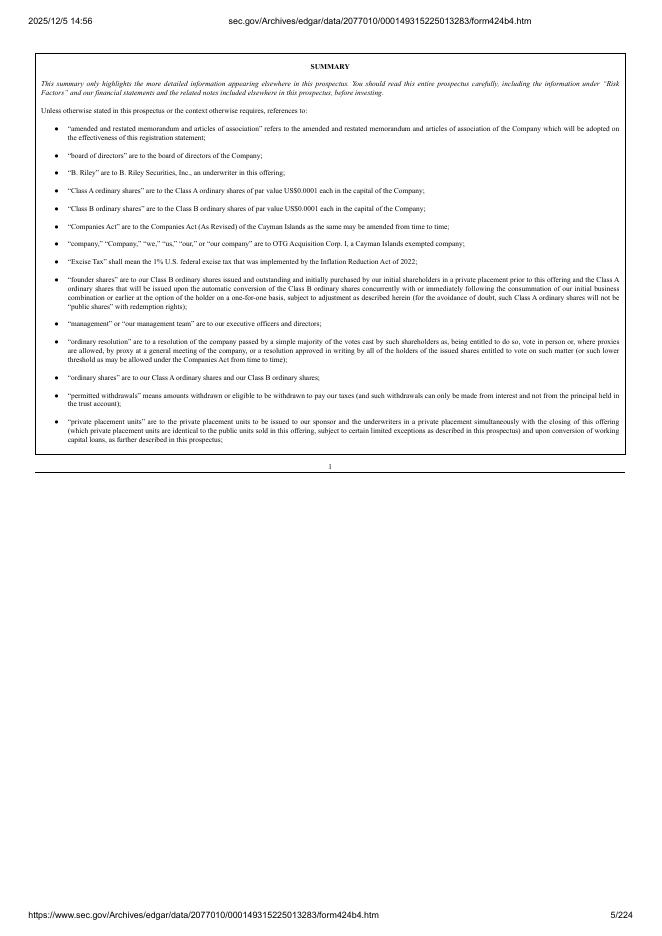 OTG Acquisition Corp. I美股纳斯达克IPO上市招股说明书_第5页