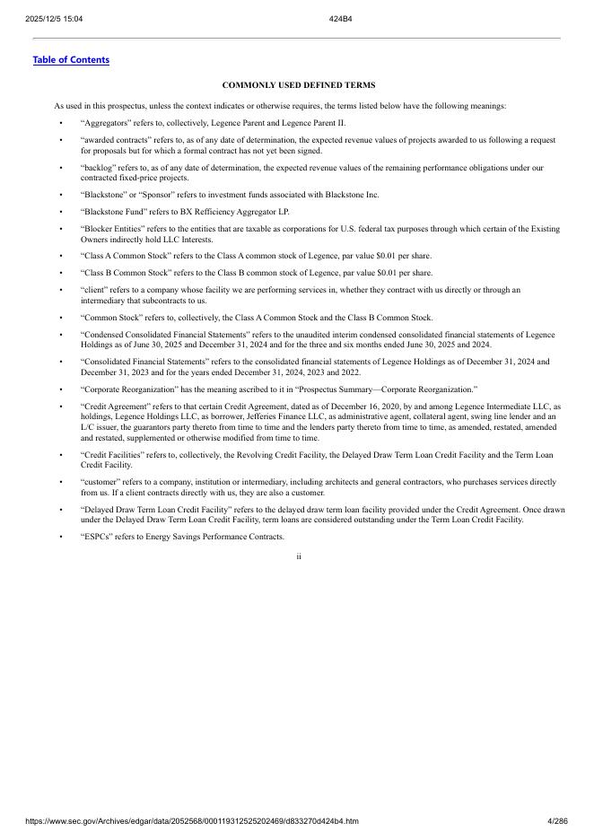 Legence Corp.美股纳斯达克IPO上市招股说明书_第4页