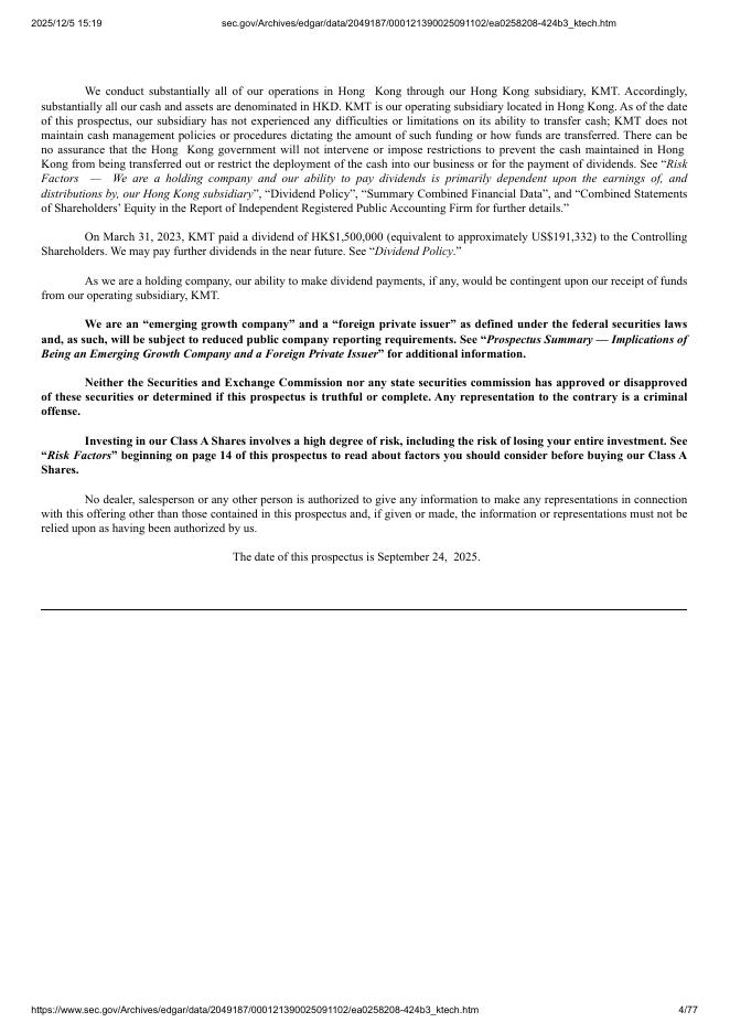 K-TECH Solutions Company Limited美股纳斯达克IPO上市招股说明书_第4页