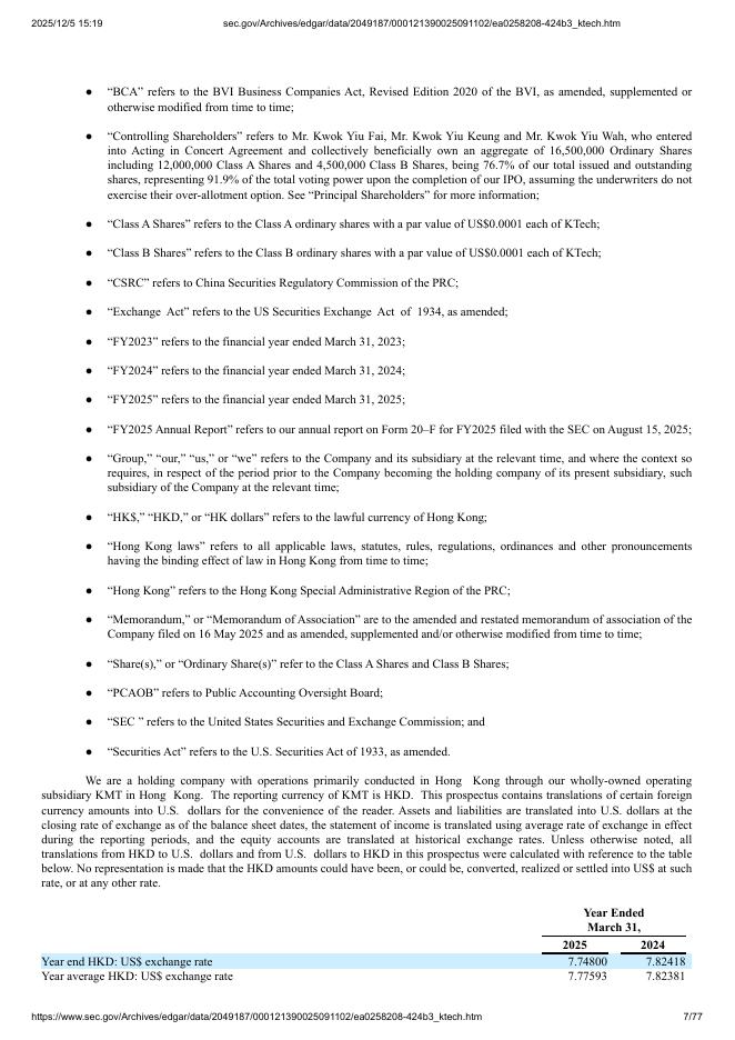 K-TECH Solutions Company Limited美股纳斯达克IPO上市招股说明书_第7页