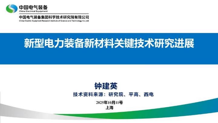 中国电气设备（钟建英）：2025年新型电力装备新材料关键技术研究进展报告海报