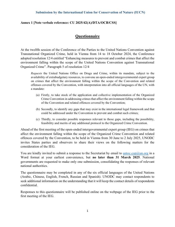 世界自然保护联盟IUCN：2025年为联合国犯罪问题办公室关于影响环境的犯罪问题进程贡献观点报告（英文版）海报