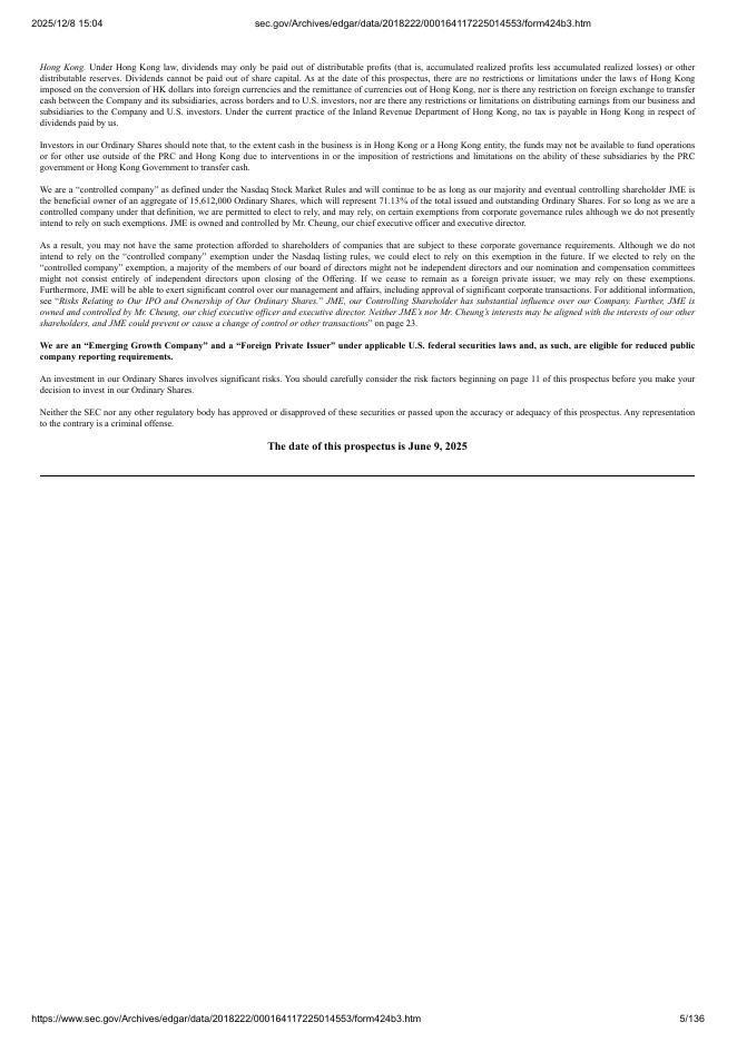 707 Cayman Holdings Limited美股纳斯达克IPO上市招股说明书_第5页