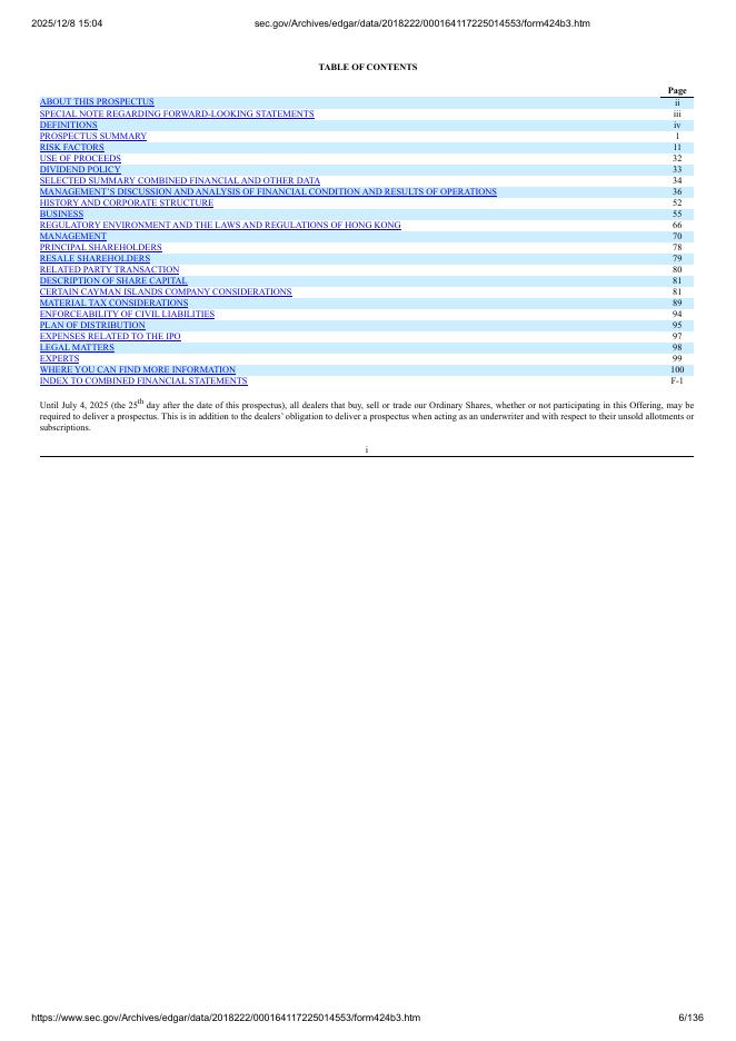 707 Cayman Holdings Limited美股纳斯达克IPO上市招股说明书_第6页