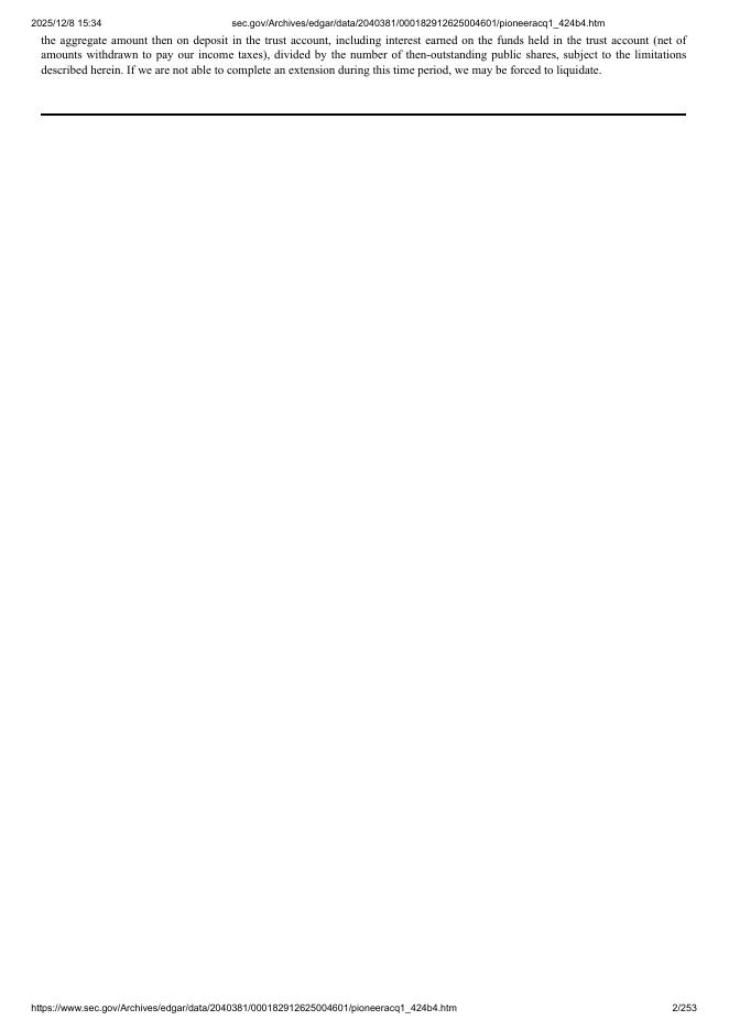 Pioneer Acquisition I Corp美股纳斯达克IPO上市招股说明书_第2页