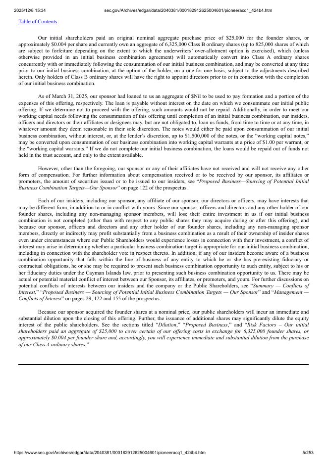 Pioneer Acquisition I Corp美股纳斯达克IPO上市招股说明书_第5页