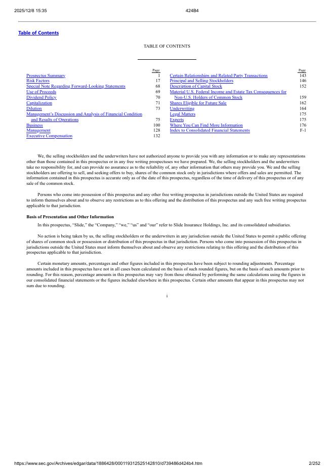 Slide Insurance Holdings, Inc.美股纳斯达克IPO上市招股说明书_第2页