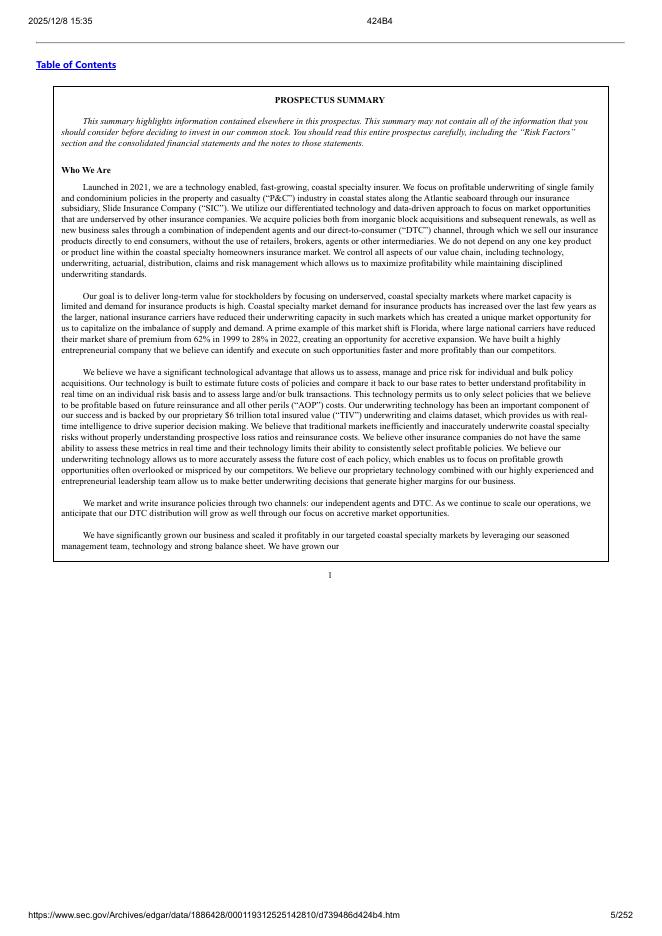 Slide Insurance Holdings, Inc.美股纳斯达克IPO上市招股说明书_第5页