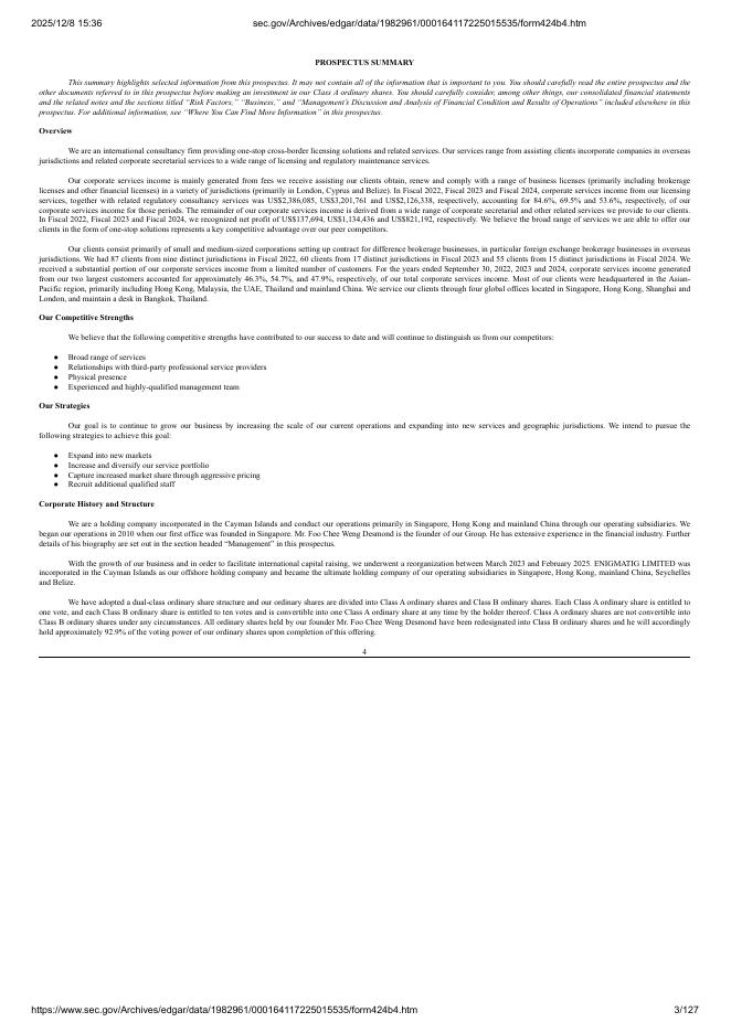 Enigmatig Limited纽约证券交易所IPO上市招股说明书_第3页