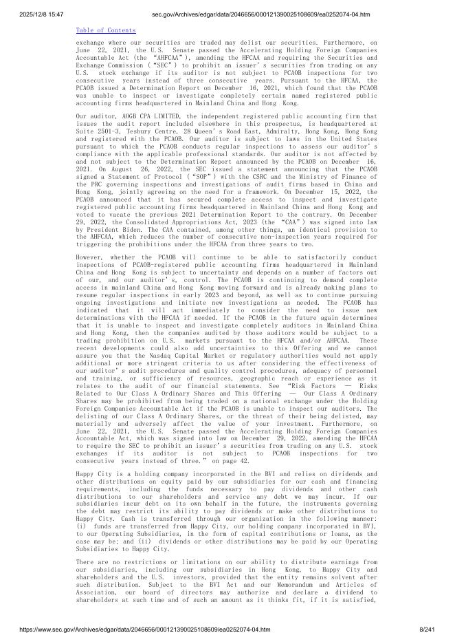 Happy City Holdings Limited美股纳斯达克IPO上市招股说明书_第8页