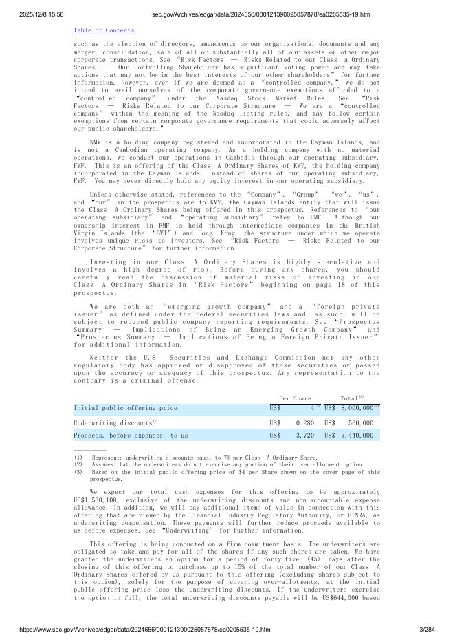 Kandal M Venture Limited美股纳斯达克IPO上市招股说明书_第3页