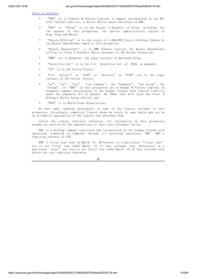 Kandal M Venture Limited美股纳斯达克IPO上市招股说明书_第10页