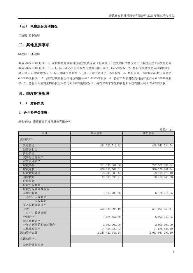 300881-盛德鑫泰：盛德鑫泰新材料股份有限公司2025年第三季度报告_第6页