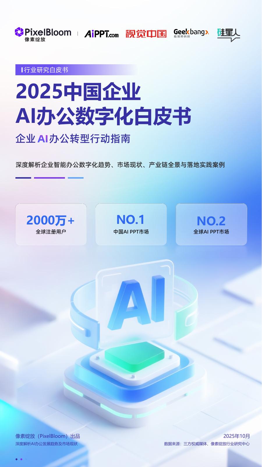 像素绽放：2025年中国企业AI办公数字化白皮书海报