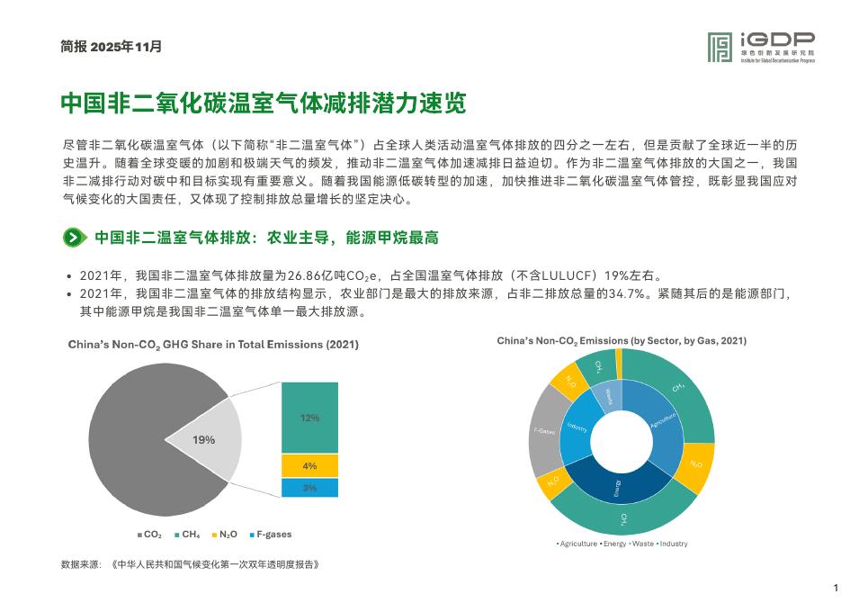 绿新院iGDP：2025年中国非二氧化碳温室气体减排潜力速览报告海报