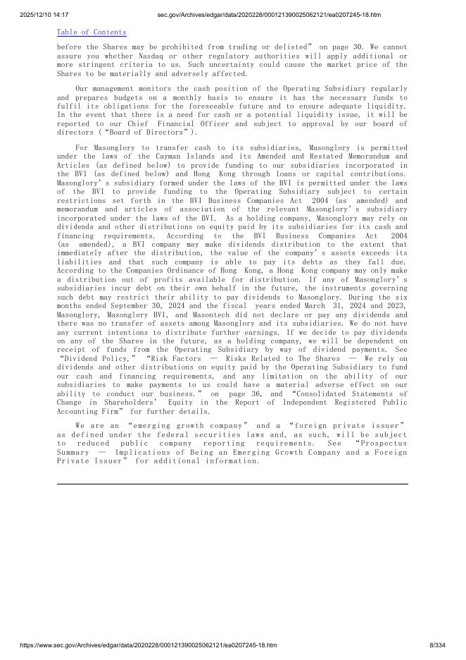 Masonglory Limited美股纳斯达克IPO上市招股说明书_第8页