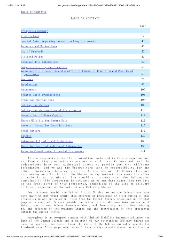 Masonglory Limited美股纳斯达克IPO上市招股说明书_第10页
