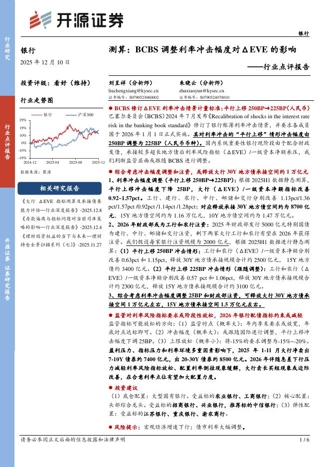 开源证券：银行行业点评报告：测算：BCBS调整利率冲击幅度对ΔEVE的影响海报