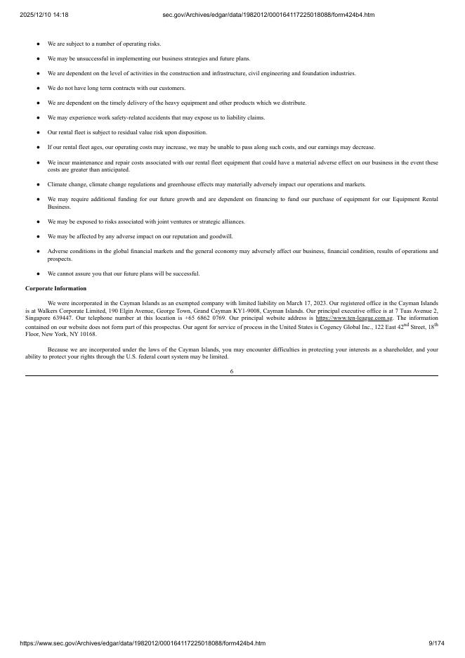 Ten-League International Holdings Limited美股纳斯达克IPO上市招股说明书_第9页