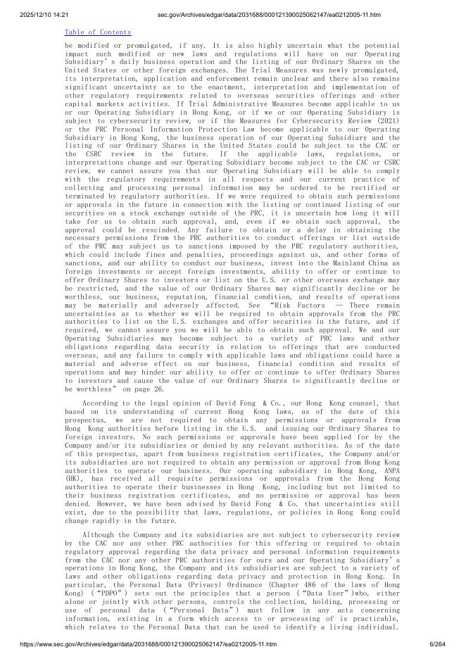 Rich Sparkle Holdings Limited美股纳斯达克IPO上市招股说明书_第6页