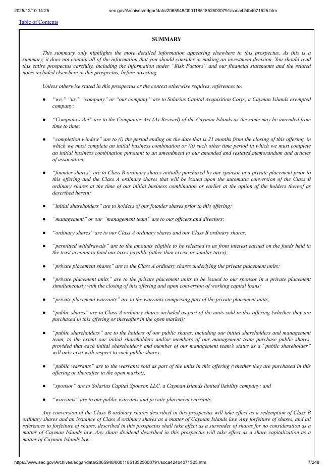 Solarius Capital Acquisition Corp.美股纳斯达克IPO上市招股说明书_第7页