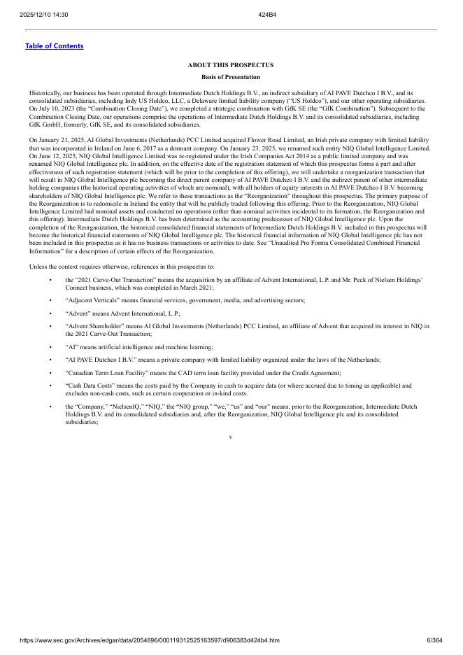 NIQ Global Intelligence plc美股纳斯达克IPO上市招股说明书_第6页