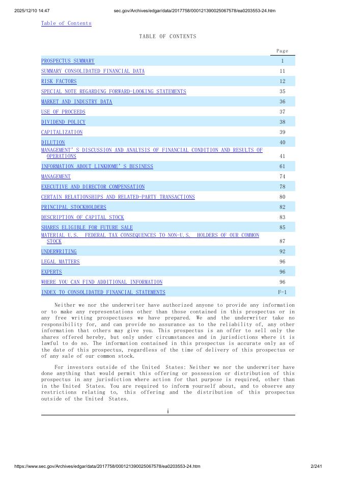 Linkhome Holdings Inc.美股纳斯达克IPO上市招股说明书_第2页