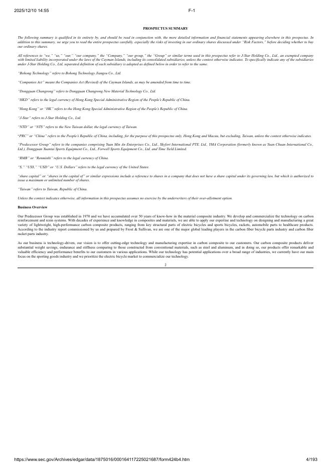 J-Star Holding Co., Ltd.美股纳斯达克IPO上市招股说明书_第4页