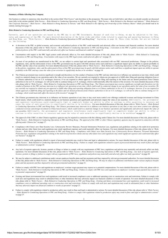 J-Star Holding Co., Ltd.美股纳斯达克IPO上市招股说明书_第6页